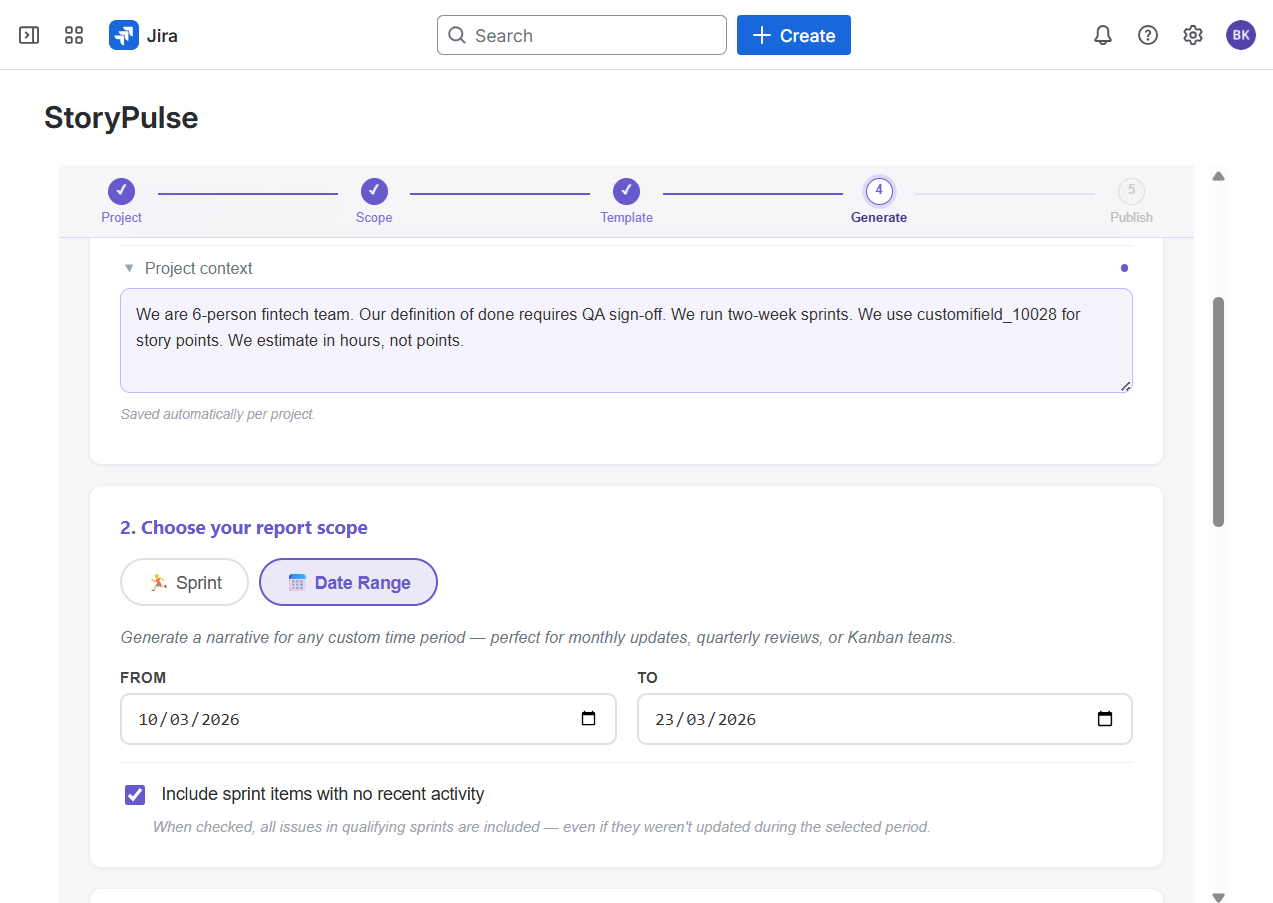 Date range mode for Kanban teams